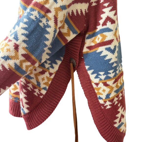Cotton & Rye Womens Geometric Southwestern Knit Sweater Rust/Blue/White Large - Picture 5 of 9